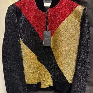 Saint Laurent Red and Black Sequin Jacket
